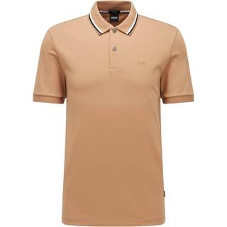Slim fit poloshirt i bomuld med striber på kraven