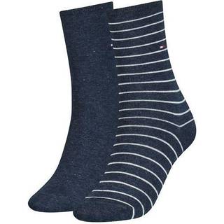 Tommy Hilfiger 2-pak Classic Small Stripe Socks - Navy/Red - Str 39/42 * Kampagne *