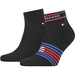 Tommy Hilfiger 2-Pack Breton Stripe Quarter Socks - Black