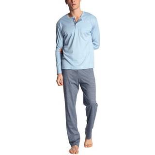 CALIDA Herren Pyjama blau Jersey-Baumwolle Gemustert