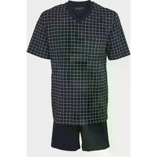 Schiesser Herren Pyjama blau Baumwolle & Mix Kariert