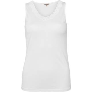 Lady Avenue Silk Jersey Top With Lace - Ivory - Small