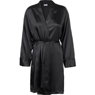 Lady Avenue Pure Silk Short Kimono - Black - Medium