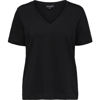 Selected Femme - Sort - Slfstandard Ss V-Neck Tee Noos - X-Small