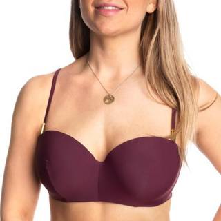 Calvin Klein Core Solid Structured Bandeu Bikini - Wine red - B 36