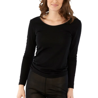 Damella Wool And Silk Long Sleeve Top - Black - 48
