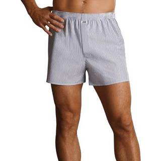 Jockey Woven Poplin Boxer Shorts - White w stripe - Large * Kampagne *