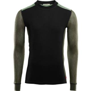 Aclima Men's WoolNet Hybrid Crew Neck Jet Black/Olive Night/Dill, Jet Black / Olive Night / Dill, XXL