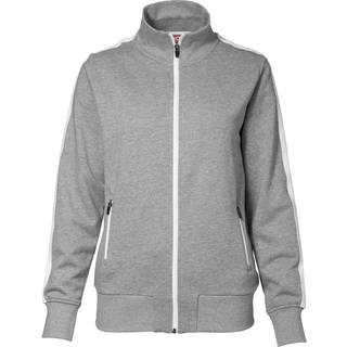 ID Cardigan m. Kontraststribe Dame Grå Melange