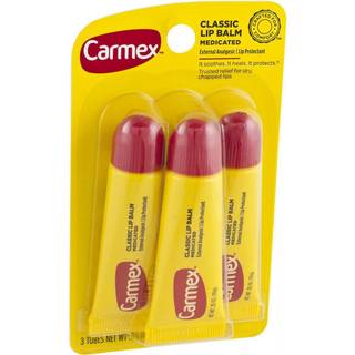 Carmex Classic Medicinsk Læbepomade i rør – Beroliger, heler og beskytter tørre og sprukne læber, 18 stk. (6 pakker med 3 rør i hver)