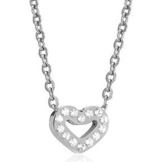 Blomdahl Brilliance Heart Hollow Halskæde i Rustfri Stål med Swarovski Krystaller