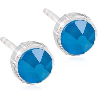 Electric Blue Medicinsk Plastik Øreringe fra Blomdahl med Swarovski Krystaller