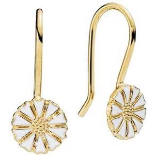 Lund Copenhagen marguerit ørebøjle 7,5 mm - forgyldt/hvid - 909075-M
