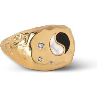 Chunky Yin Yang Ring - Gold - Enamel - Guld 52