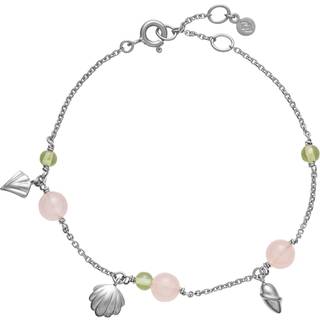 Isabella - Armbånd, Sølv med pink calcedon og grøn peridot