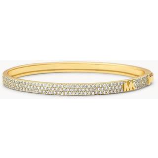 MK Precious Metal-Plated Sterling Silver Pavé Logo Bangle - Gold - Michael Kors - ONE SIZE