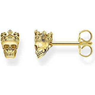 Thomas Sabo H2163-413-39 Unisex-Ohrstecker Totenkopf-König Goldfarben