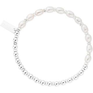 ChloBo Silver Story Of Love Pearl Bracelet - Silver - 18cm