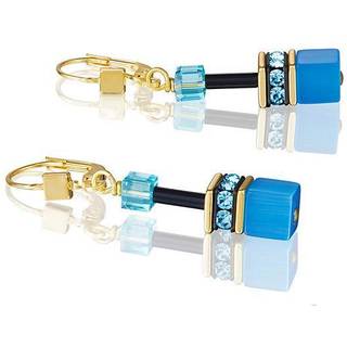 Coeur De Lion Gold Tone Rainbow Cubes Turquoise Earrings - Blue