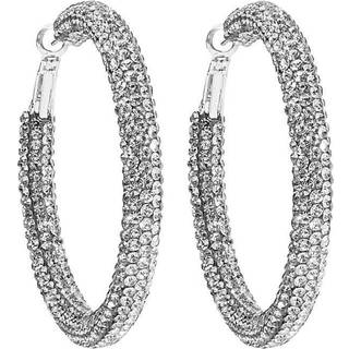 Mood Mood Silver Plated Crystal Tube Hoops