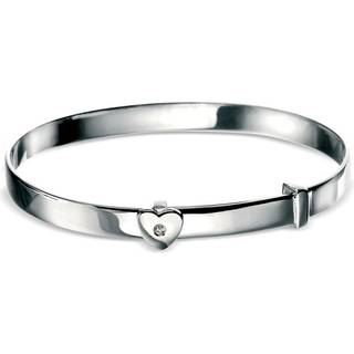D For Diamond Silver Diamond Set Heart Expandable Baby Bangle - D8511