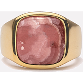 IX Studios Cushion Signet Rhodocrosite Ring 22 kt. Forgyldt Sølv DMN0282GDRHOCR50 - Unisex - 925 Sterling Silver