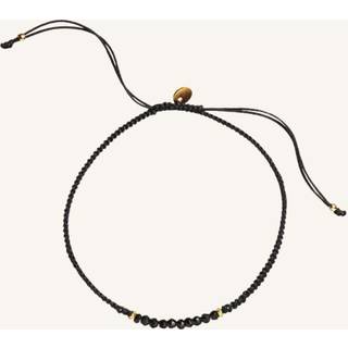 Candy Bracelet - Black Spinel And Black Ribbon, perlearmbånd i flet