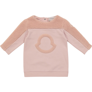 Moncler Enfant Baby logo stretch-cotton sweatshirt dress - pink - M 9-12