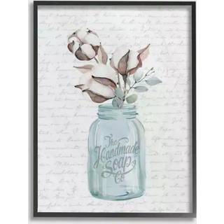 Stupell industrier h?ndlavet s?be jar bomuld blomst badev?relse orddesign indrammet giclee kunstdesign af kunstner bogstaver og foret