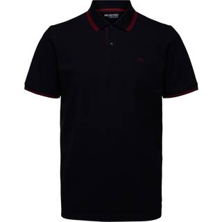 Selected kortærmet økologisk bomulds polo i sort til herre.