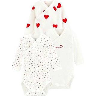 Petit Bateau 3-pak Heart Print Babybodyer Hvide 1 months  Hvid Hjerter 1 måneder  kvinde
