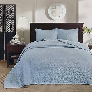 Madison Park Quebec Vendbart Quilt S?t Damask Design Dobbeltsidet syning Hele s?sonen Letv?gts senget?ppe Senges?t Matchende Sham Blue King(120""""