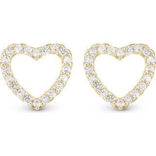 Topaz Sparkling Hearts Ørestikker - Blankpoleret Forgyldt Sterling Sølv m. 40 Hvide Topas - Christina