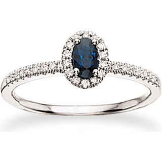 14 Karat Hvidguld Ring fra Scrouples med Safir og Brillanter 0,11 Carat W/SI