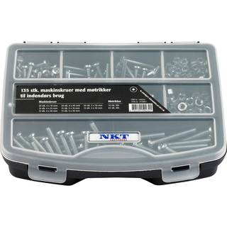 NKT Fasteners maskinskruer m/møtrik 135 stk.