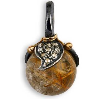 Urban Leaf Drop Sterling Sølv Vedhæng fra By Birdie med 14 Karat Guld, Rutilkvarts og Brillanter 0,10 Carat