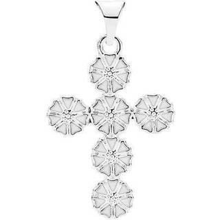 Lund Copenhagen Marguerit kors Vedhæng - sølv med hvid emalje 20x15 mm