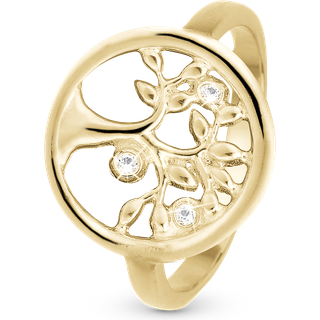 Tree Of Life Ring - Blankpoleret Forgyldt Sterling Sølv m. 3 Hvide Topas - Christina