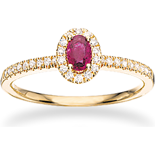 Roset 14 Karat Guld Ring fra Scrouples med Rubin og Brillanter 0,18 Carat W/SI