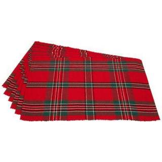 DII Farmhouse Christmas Plaid Spisebord & Kitchen D? Cor Holiday Placemat Set 13x19 Red & Green 6 Count
