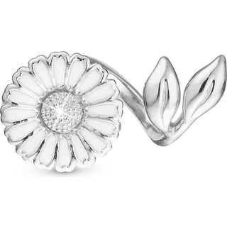 Christina Charm til læderarmbånd Marguerite with leafs i sølv