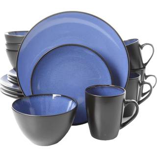Gibson Soho Lounge Round Reactive Glaze Stoneware Thatware Set Service for 4 (16pc) Blue Soho Round.