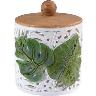 Avanti -sengetøj - Dækket Jar -bordplade Arrangør bladinspireret boligindretning (Viva Palm Collection) grøn