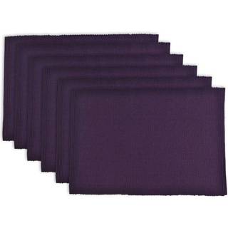 DII BASIC Everyday Ribbed Tablepop 100% Cotton Placemat Set 13x19 Aubergine 6 stykke