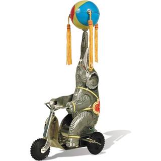 Elefant på cykel Tobar fjederdrevet legetøj – 10-tommers tin-samleobjekt, spinder en bold på snablen, Schylling Samlerserie