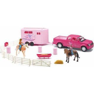 Ny-str?le lyser?d pick up truck & trailer hestes?t
