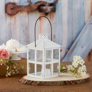 Kate Aspen Rustic Farmhouse Decor White Candle Holder Lantern Dekorativ (7,5 tommer) Bryllupsdekoration Midtpunkt Borddekorationer Hjemindretning
