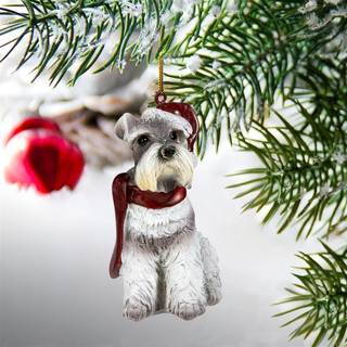 Design Toscano Miniature Schnauzer Holiday Dog Christmas Tree Ornament Xmas Decorations 3 tommer støbt stenharpiks i fuld farve