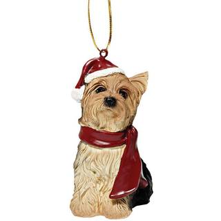 Design Toscano JH576319 Jul Xmas Yorkie Holiday Dog ornamenter