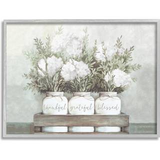 Stupell industrier uberørt hydrangea buketter taknemmelig taknemmelig velsignet stemning indrammet giclee kunstdesign af dogwood portefølje 16 x